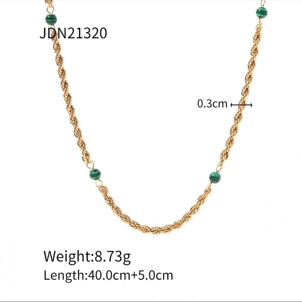 Malachite rope necklace - Picture 4 of 5